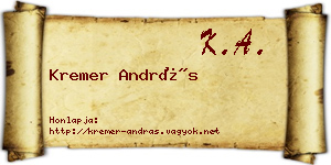 Kremer András névjegykártya